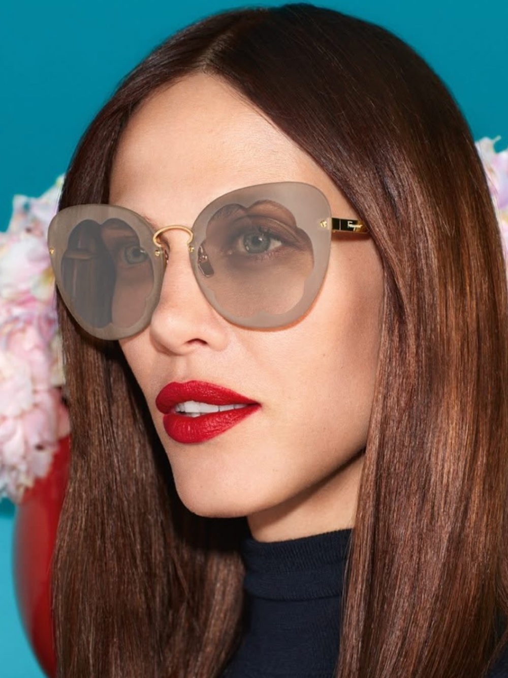 Salvatore Ferragamo Purple-Tinted Round Sunglasses with Gold Accents